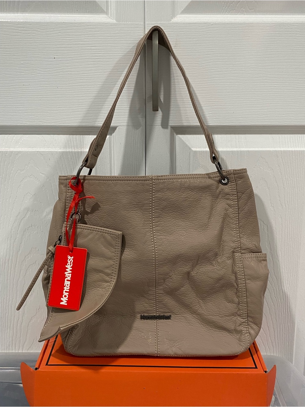 Montana West Taupe Shoulder Tote with Matching Wristlet